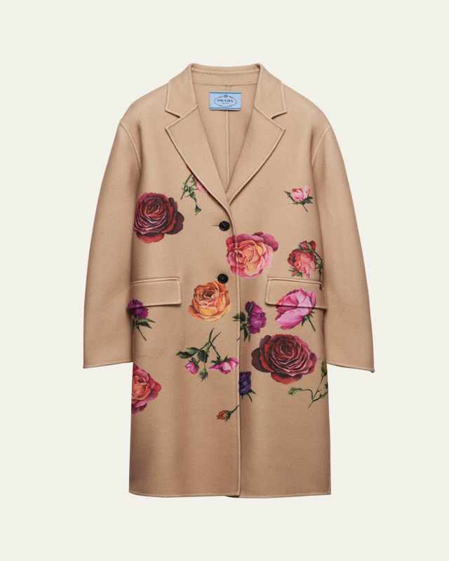 Cashmere Trench Coat with Rose Detail