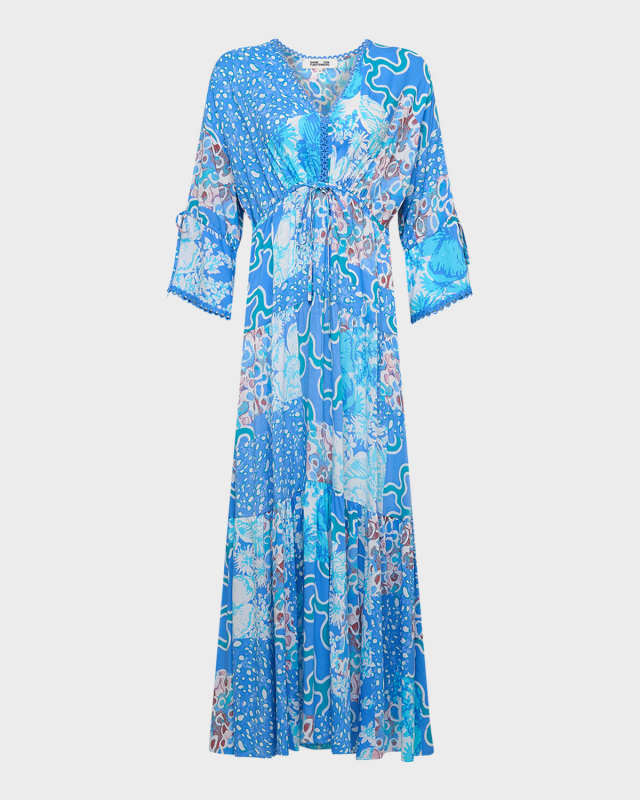 Boris Tiered Patchwork-Print Maxi Dress