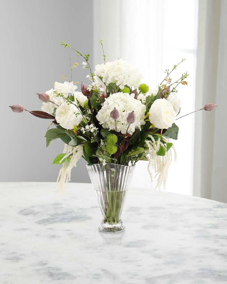 Moon Shadows 23" Faux Floral Arrangement in Glass Vase