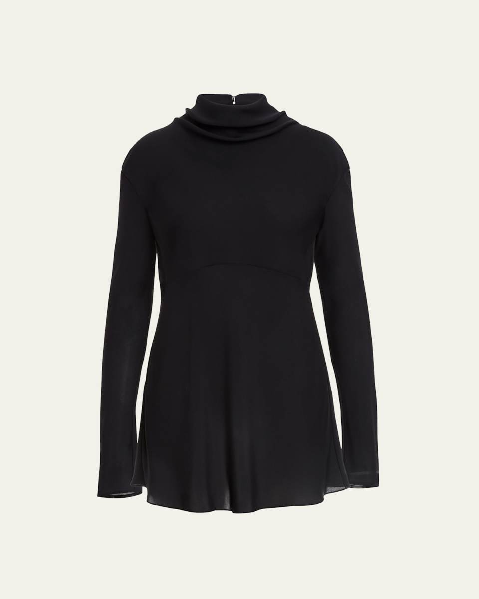 Vray Cowl-Neck Keyhole Silk Top