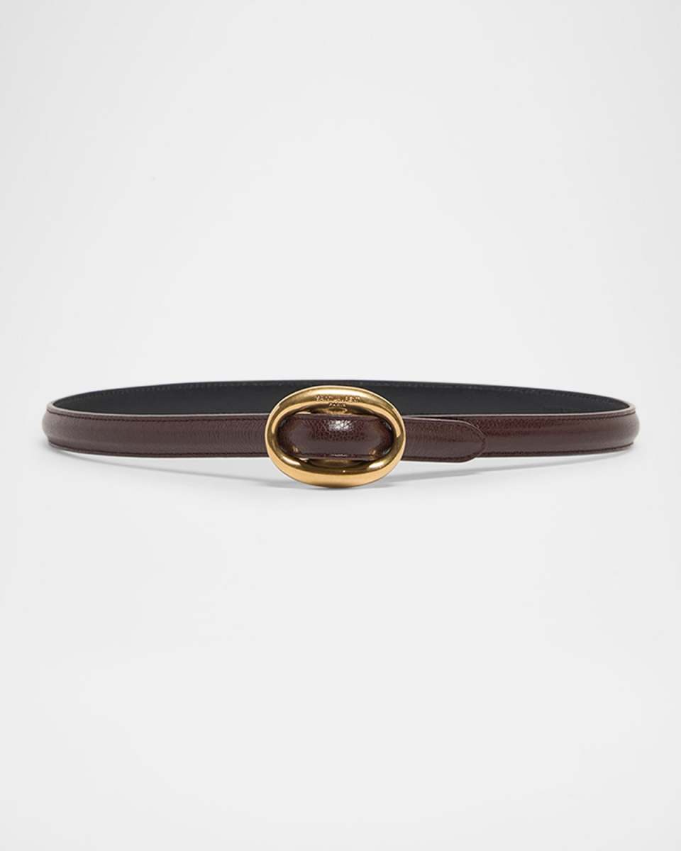 Double Oval Skinny Leather Belt