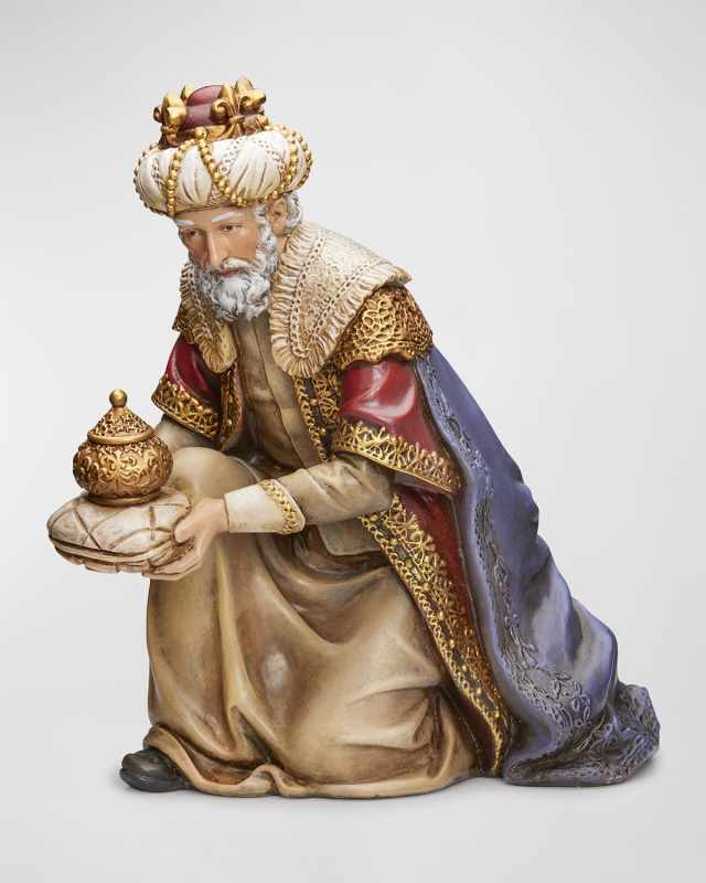 12.5"H Kneeling King Gaspar 19" Scale Nativity Figure