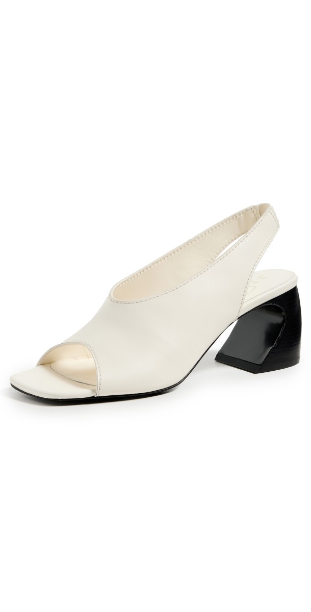 3.1 Phillip Lim ID Open Toe Slingback Crescent Heel Sandals Ant. White