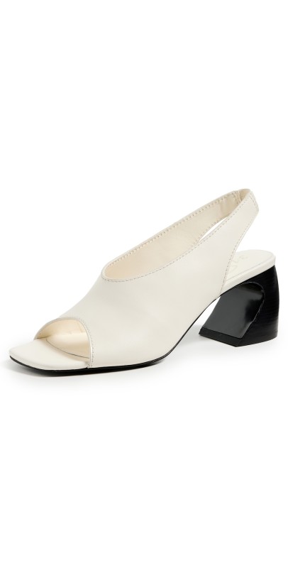 3.1 Phillip Lim ID Open Toe Slingback Crescent Heel Sandals Ant. White
