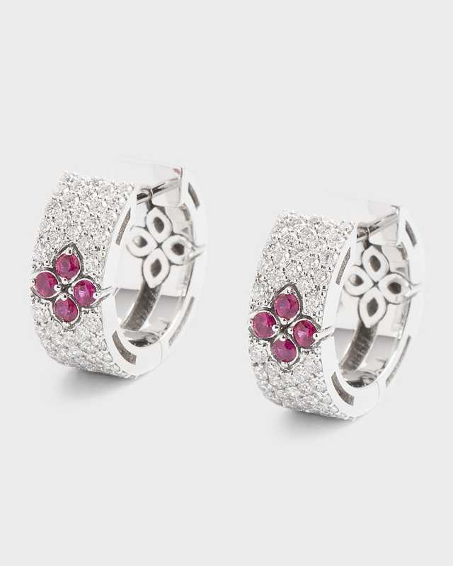 18k White Gold Love in Verona Diamond and Ruby Earrings