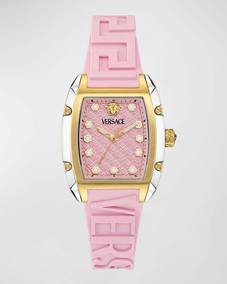 Dominus IP Yellow Gold Silicone Strap Watch, 44.8mm x 36mm Pink