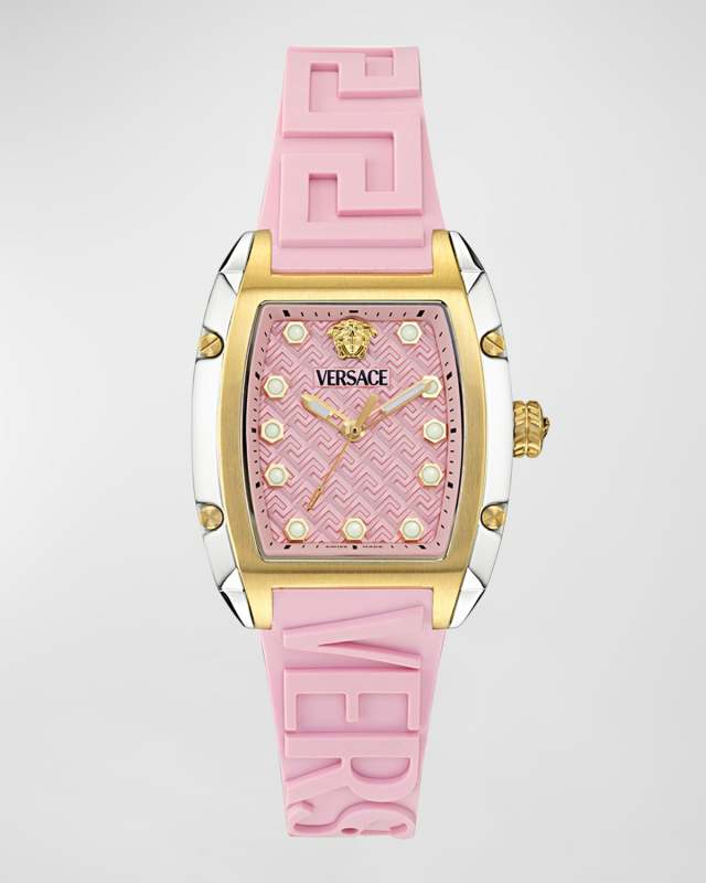 Dominus IP Yellow Gold Silicone Strap Watch, 44.8mm x 36mm Pink