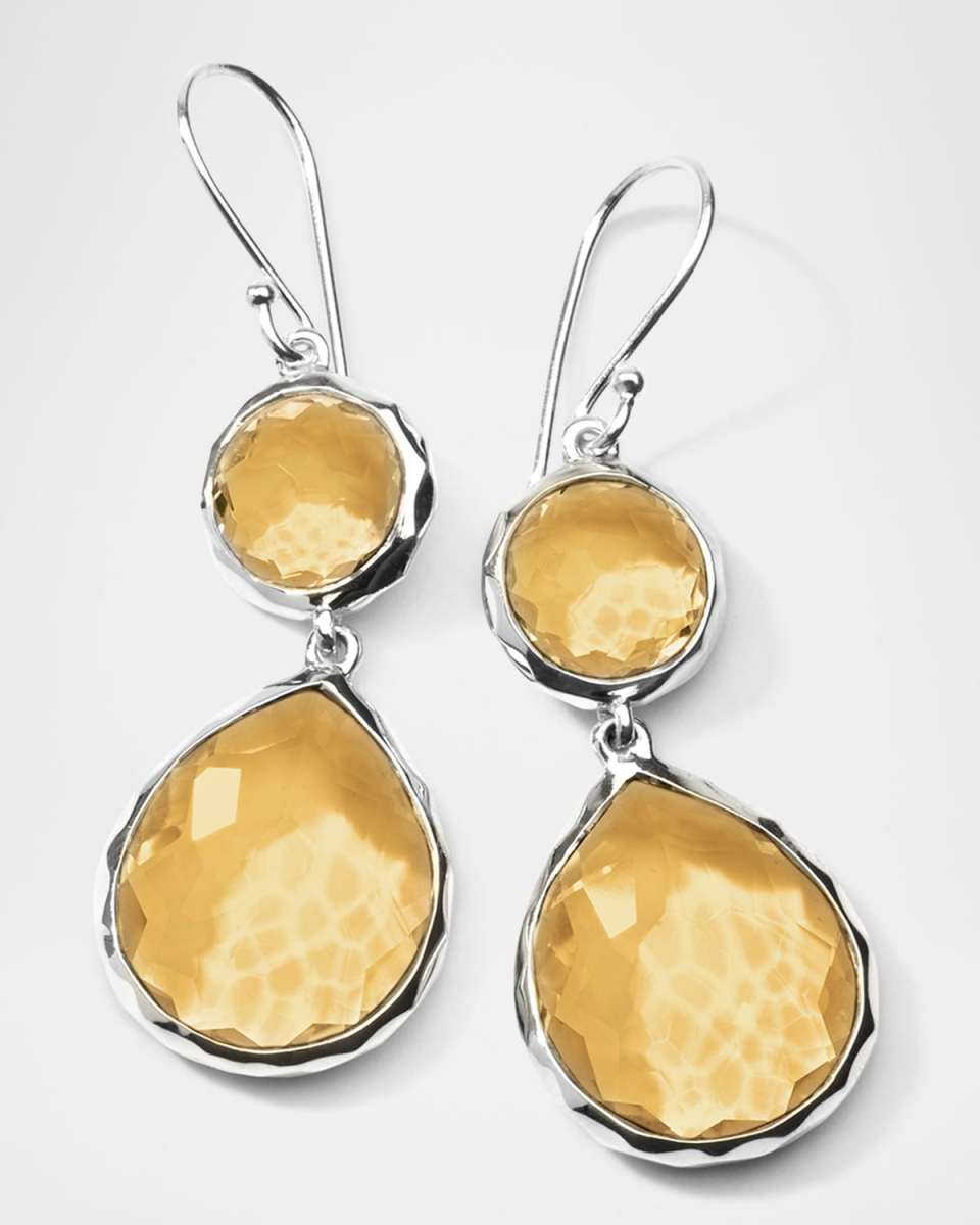 Rock Candy Double Honey Citrine Drop Earrings in Sterling Silver