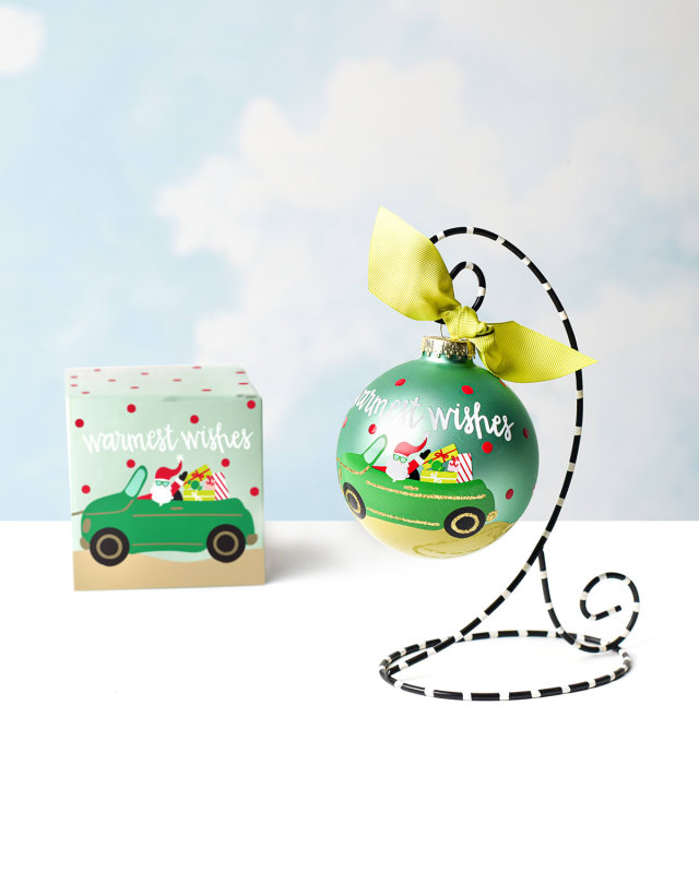 Warmest Wishes Santa Personalized Glass Ornament with Stand