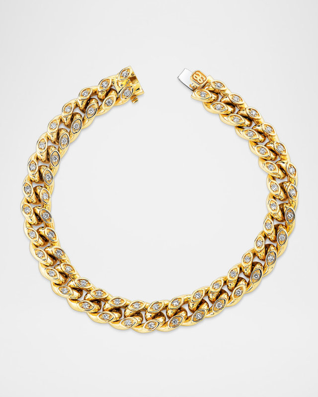 14K Gold Diamond Marquise Eye Link Bracelet