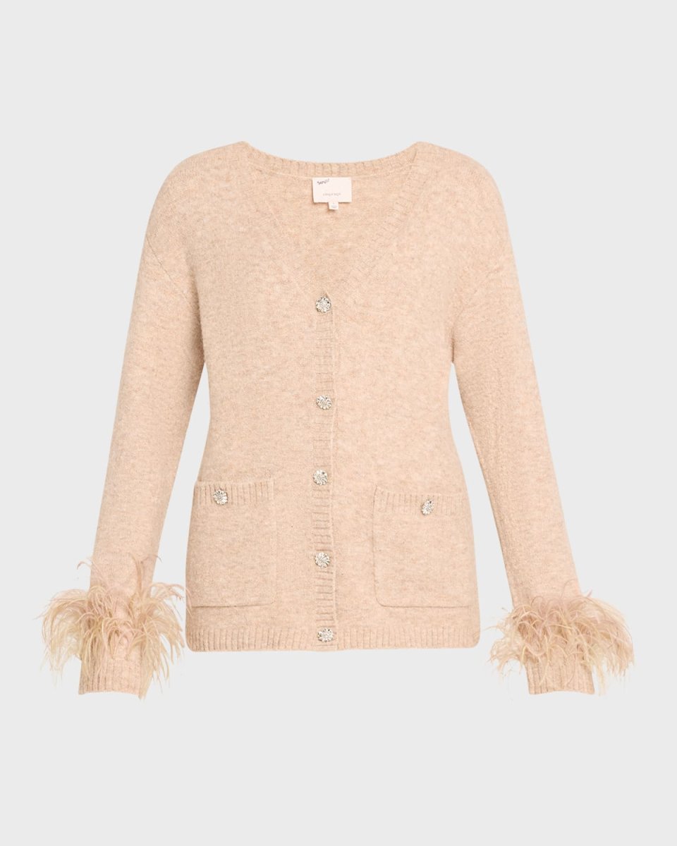 Dreama Marnie Feathered-Cuff Cardigan