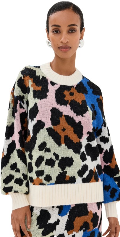 FARM Rio Colorful Leopard Knit Sweater Colorful Leopards