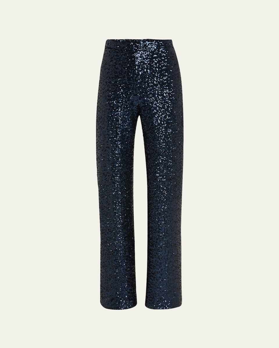 Straight-Leg Sequin Pants
