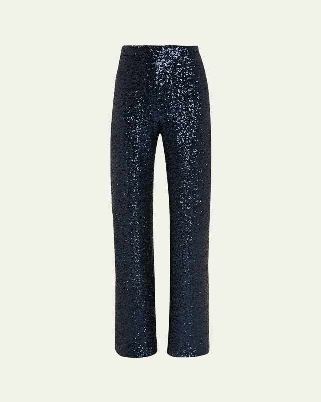 Straight-Leg Sequin Pants