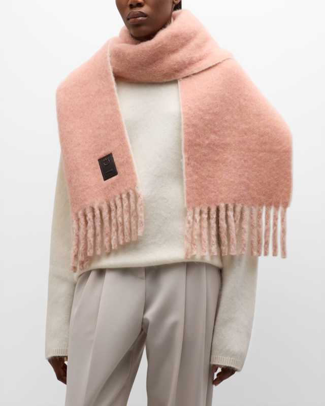Double Reversible Pink Wool Scarf