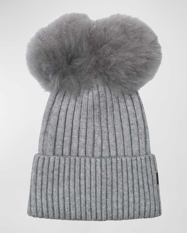 Double Toscana Lamb Pom Knit Beanie