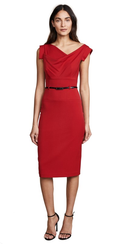Black Halo Jackie O Belted Dress Cobalt