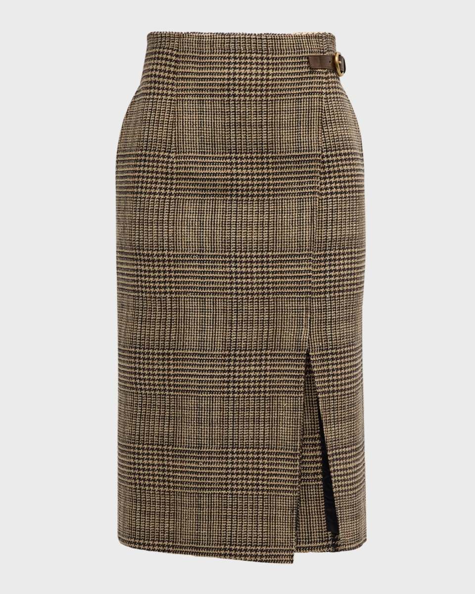 Amber Check Wrap Midi Skirt
