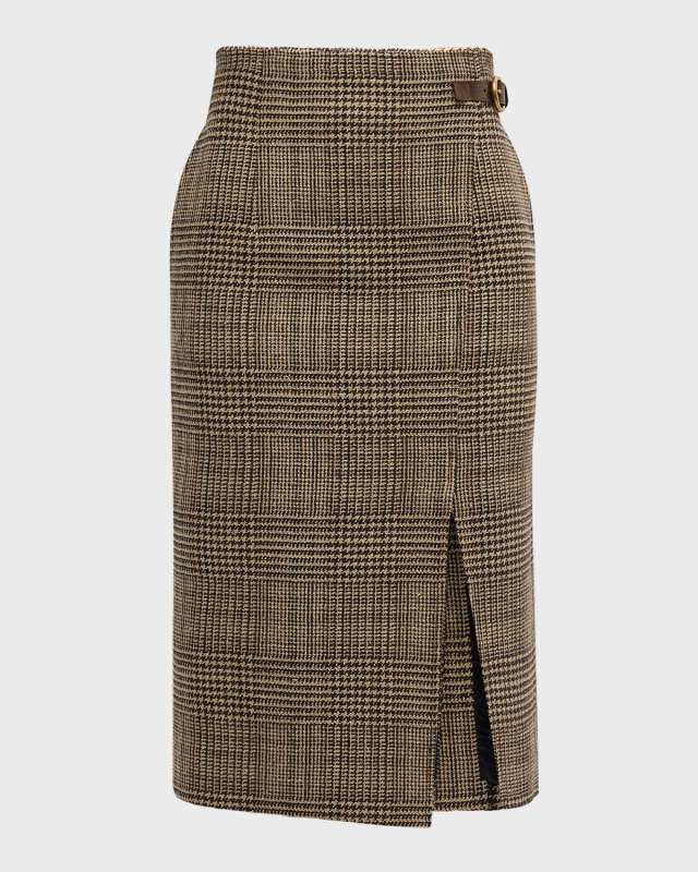Amber Check Wrap Midi Skirt
