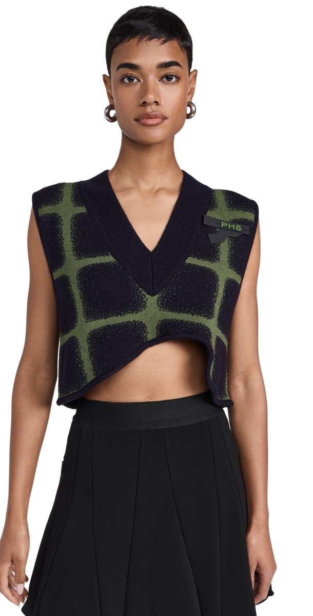 PH5 Reynolds Plaid Cropped Vest Green & Black