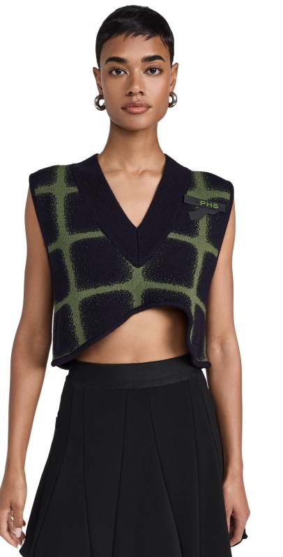 PH5 Reynolds Plaid Cropped Vest Green & Black