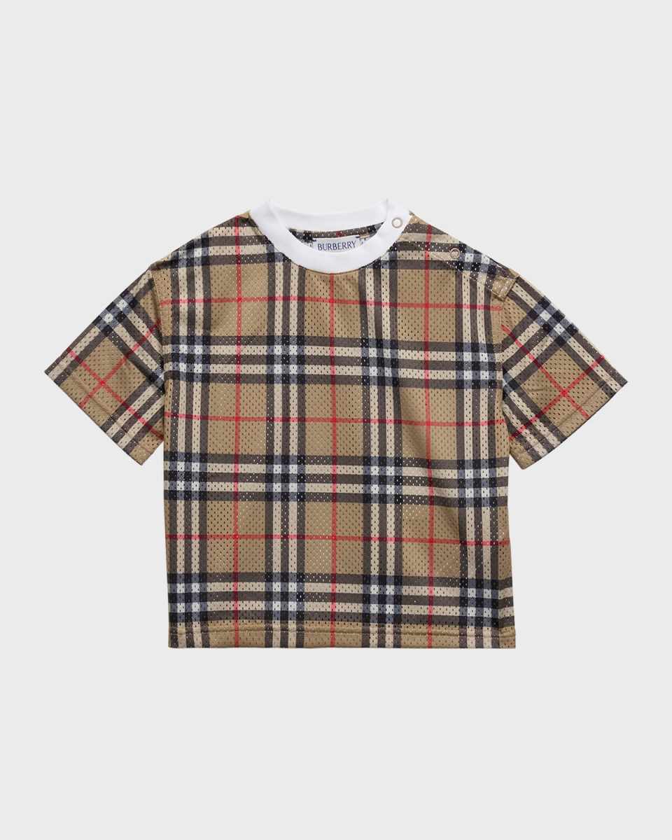 Boy's Percy Mesh Check-Print T-Shirt, Size 6M-2