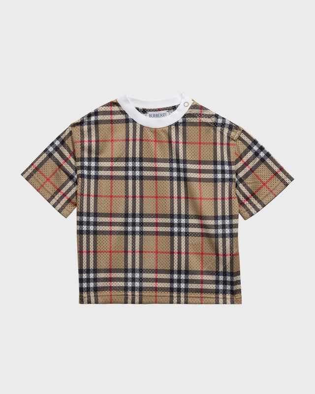 Boy's Percy Mesh Check-Print T-Shirt, Size 6M-2