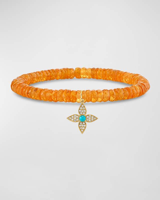 Paisley Flower Charm Beaded Spessartite Bracelet