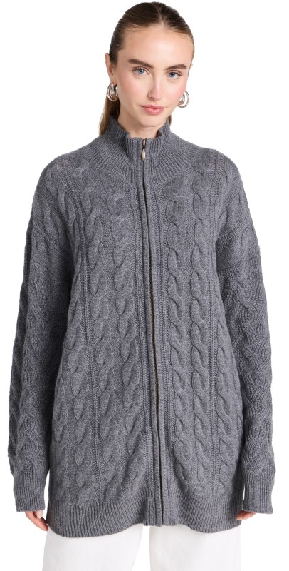 Le Kasha Akita Cashmere Cardigan Mid Grey