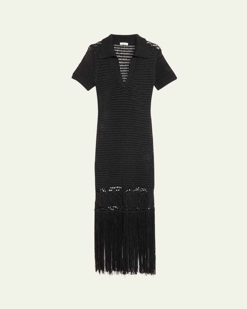 Valerie Open-Knit Fringe Maxi Dress