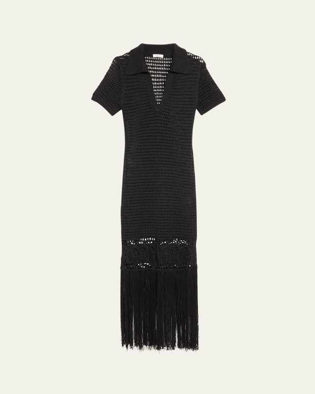 Valerie Open-Knit Fringe Maxi Dress