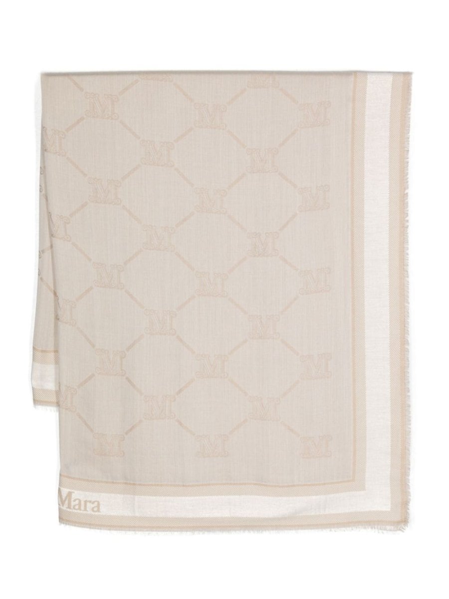 monogram-jacquard wool-blend scarf