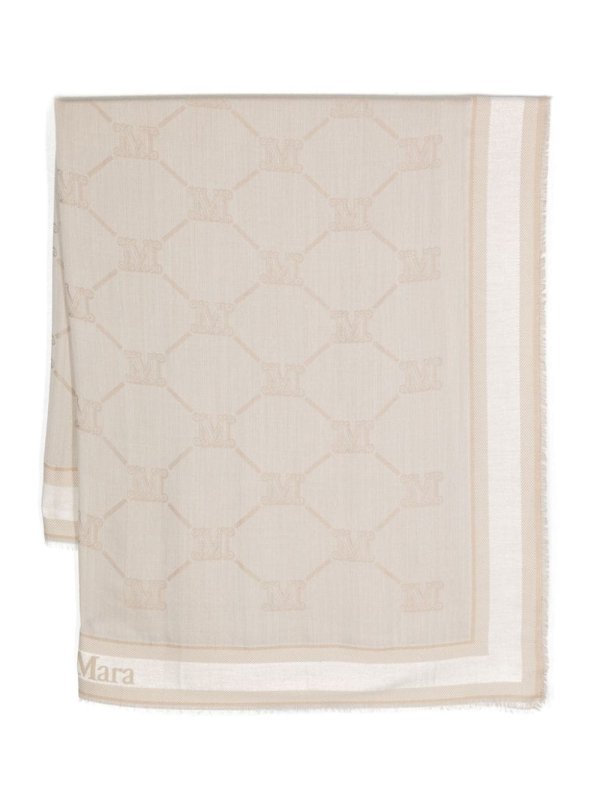monogram-jacquard wool-blend scarf