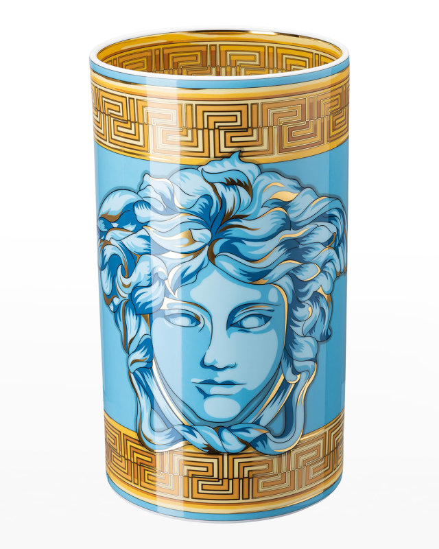 Medusa Amplified Blue Coin Vase - 11.75"