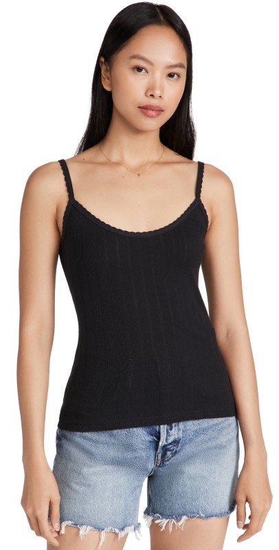 Leset Pointelle Classic Tank Top Black