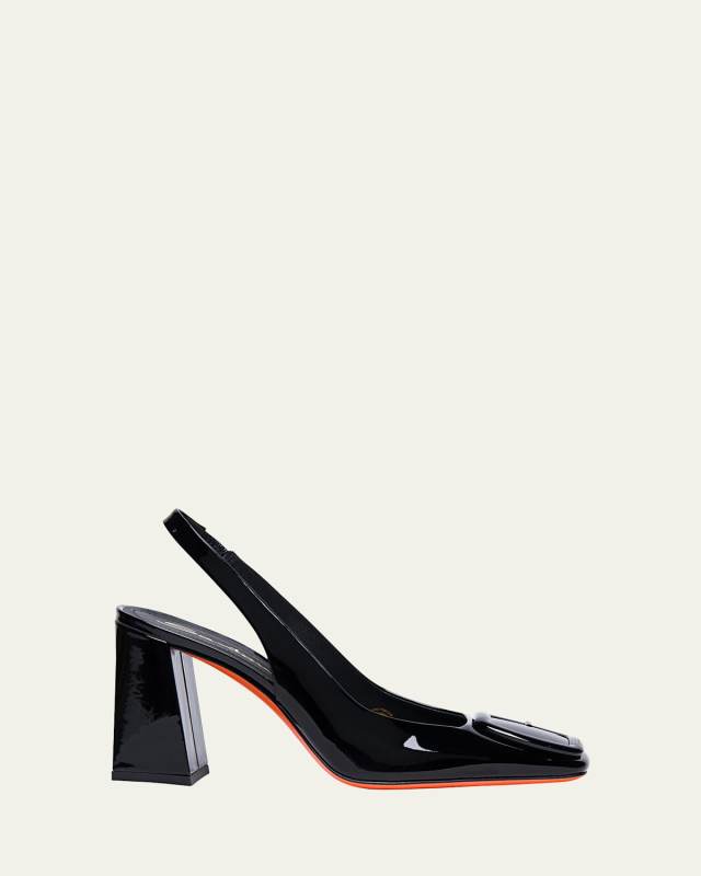Peaches Patent Buckle Slingback Pumps