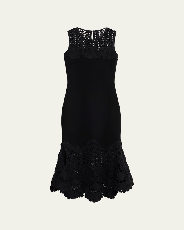 Birds Nest Scallop Midi Dress