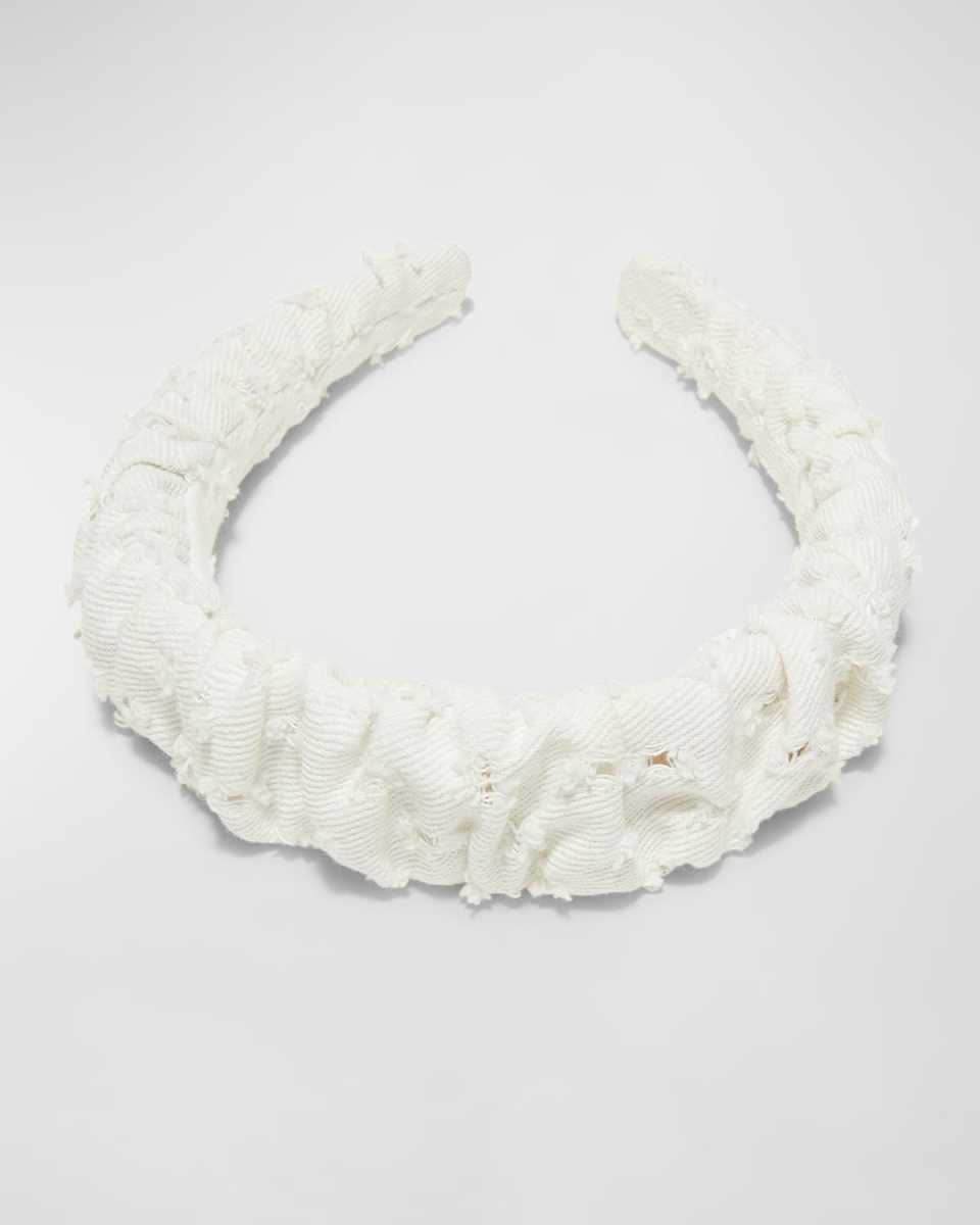Kelly Ruched Distressed Denim Headband