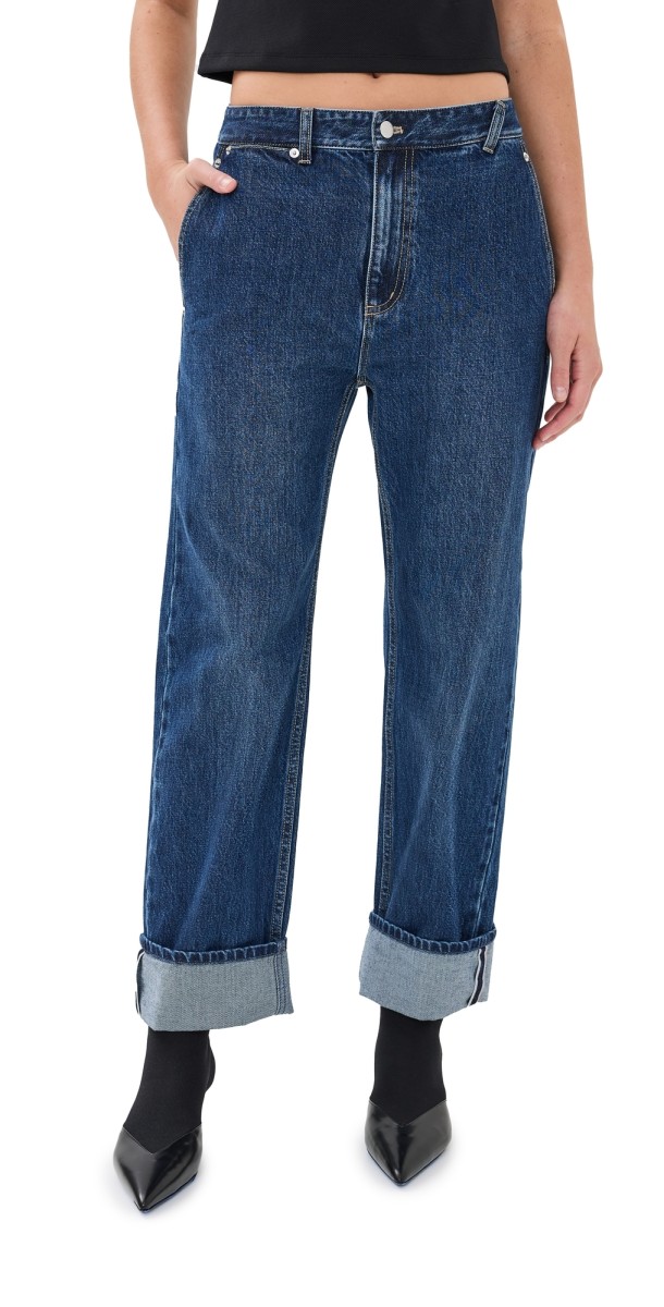 Tibi Selvage Denim Alec Slouch Jeans Dark Denim