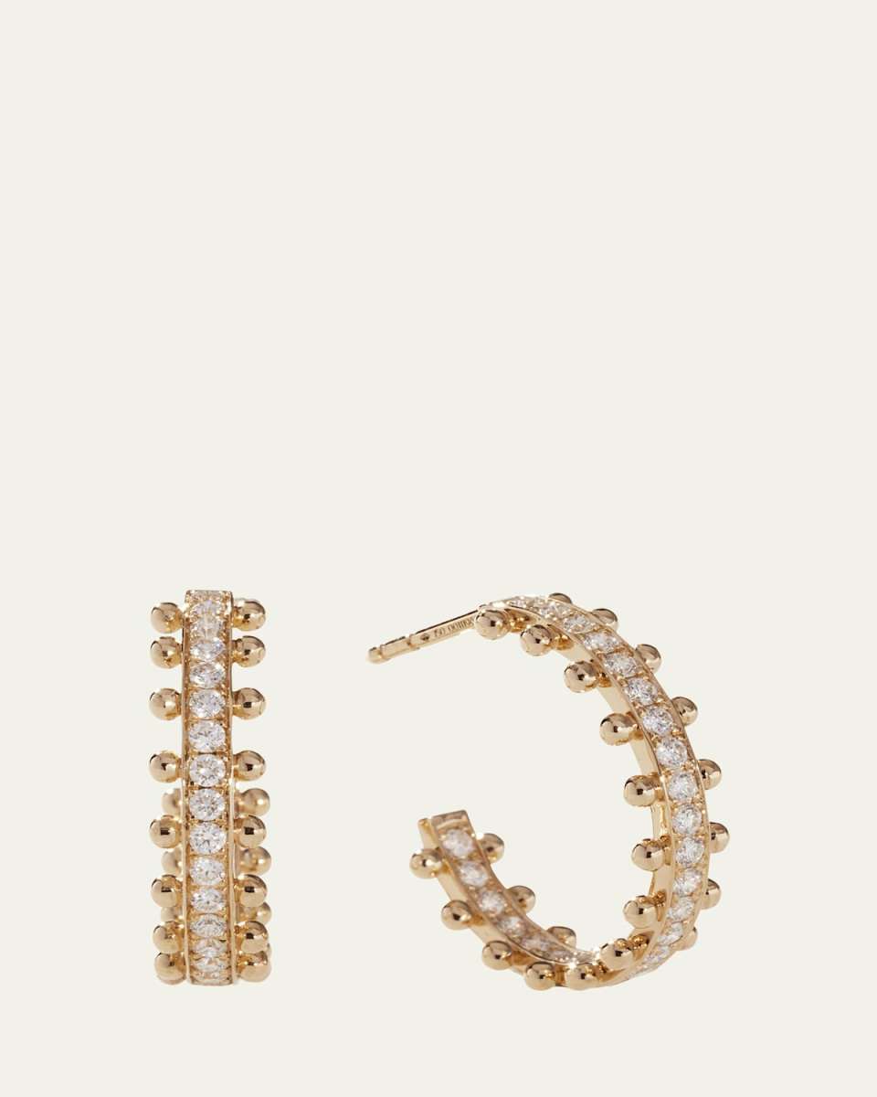 Beaded 18K Recycled Gold and Lab Grown Diamond Medium Hoop Earrings