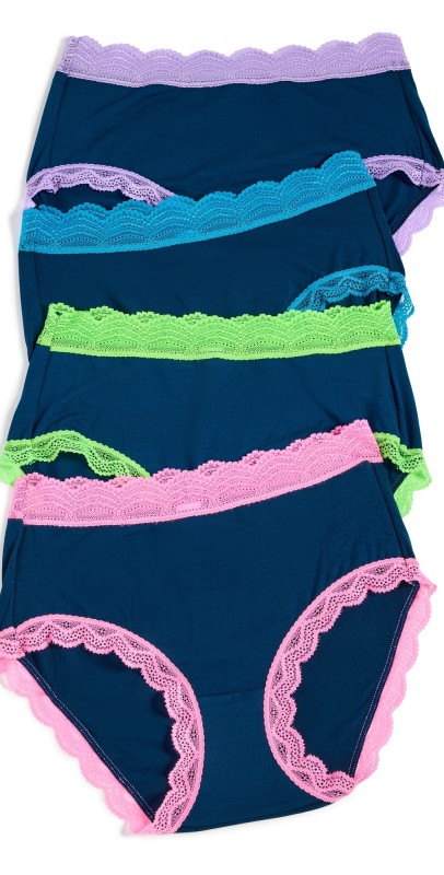 Stripe & Stare High Rise Knicker Four Pack Midnight Neon