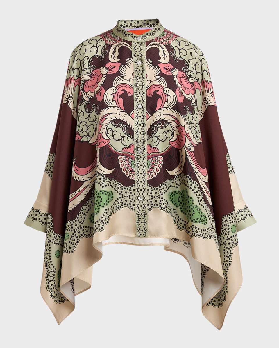 Long-Sleeve Silk Foulard Shirt