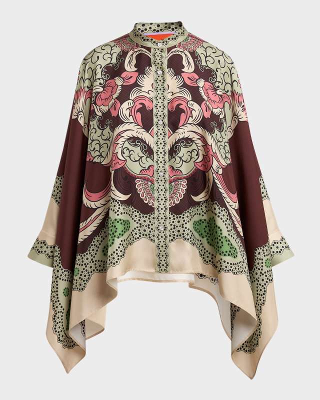 Long-Sleeve Silk Foulard Shirt