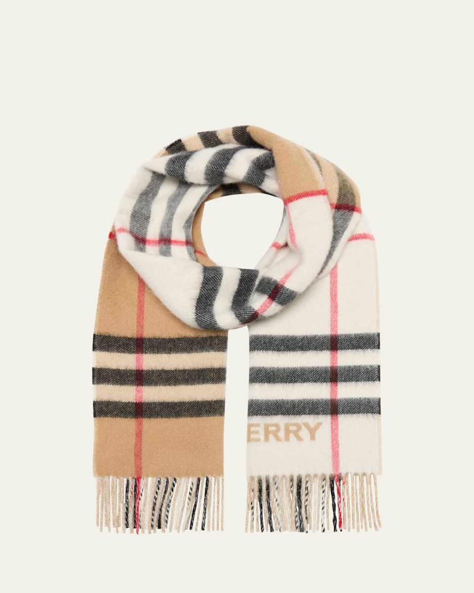 Bicolor Check Cashmere Scarf