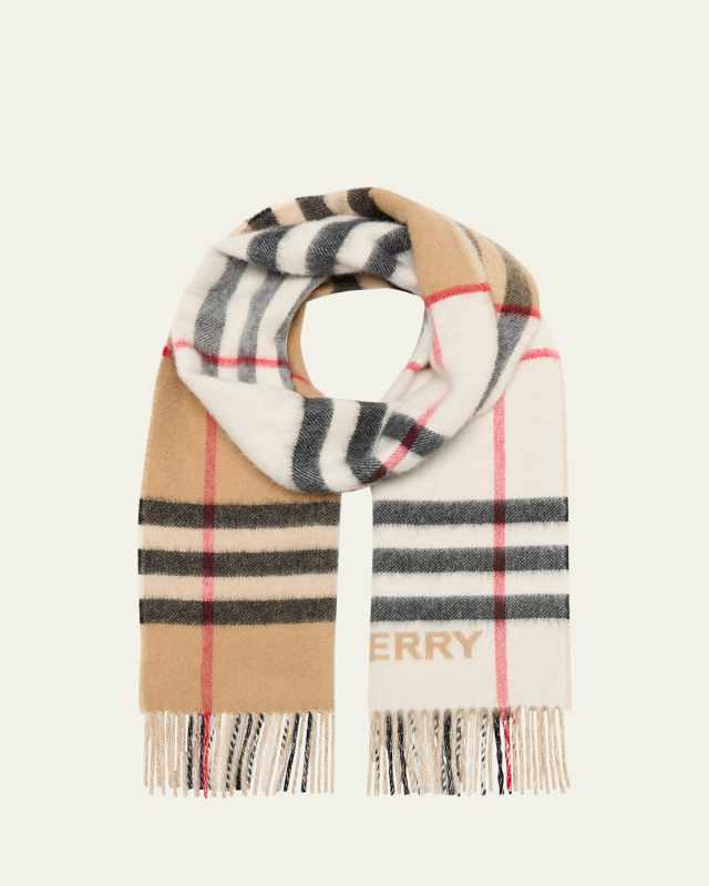 Bicolor Check Cashmere Scarf