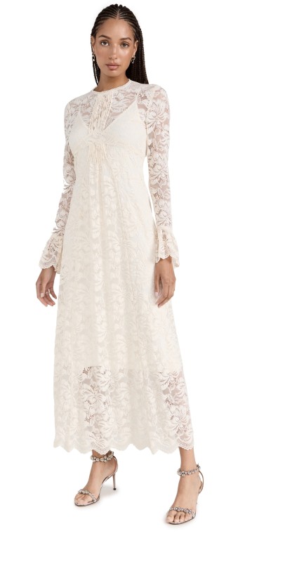 rabanne Lace Robe Dress Ivory