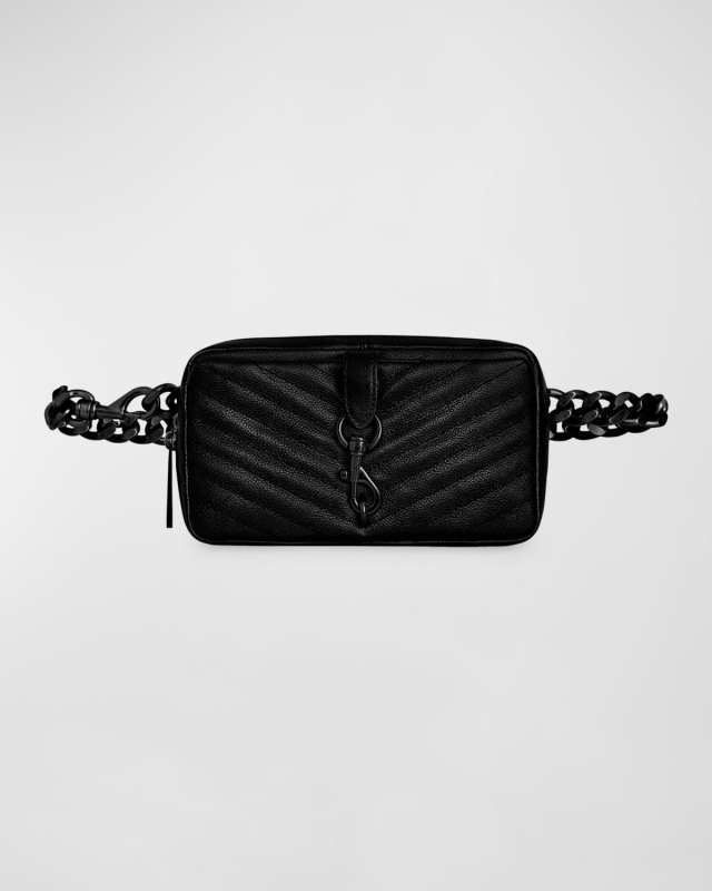 Edie Chevron-Quilted Leather Chain Belt Bag