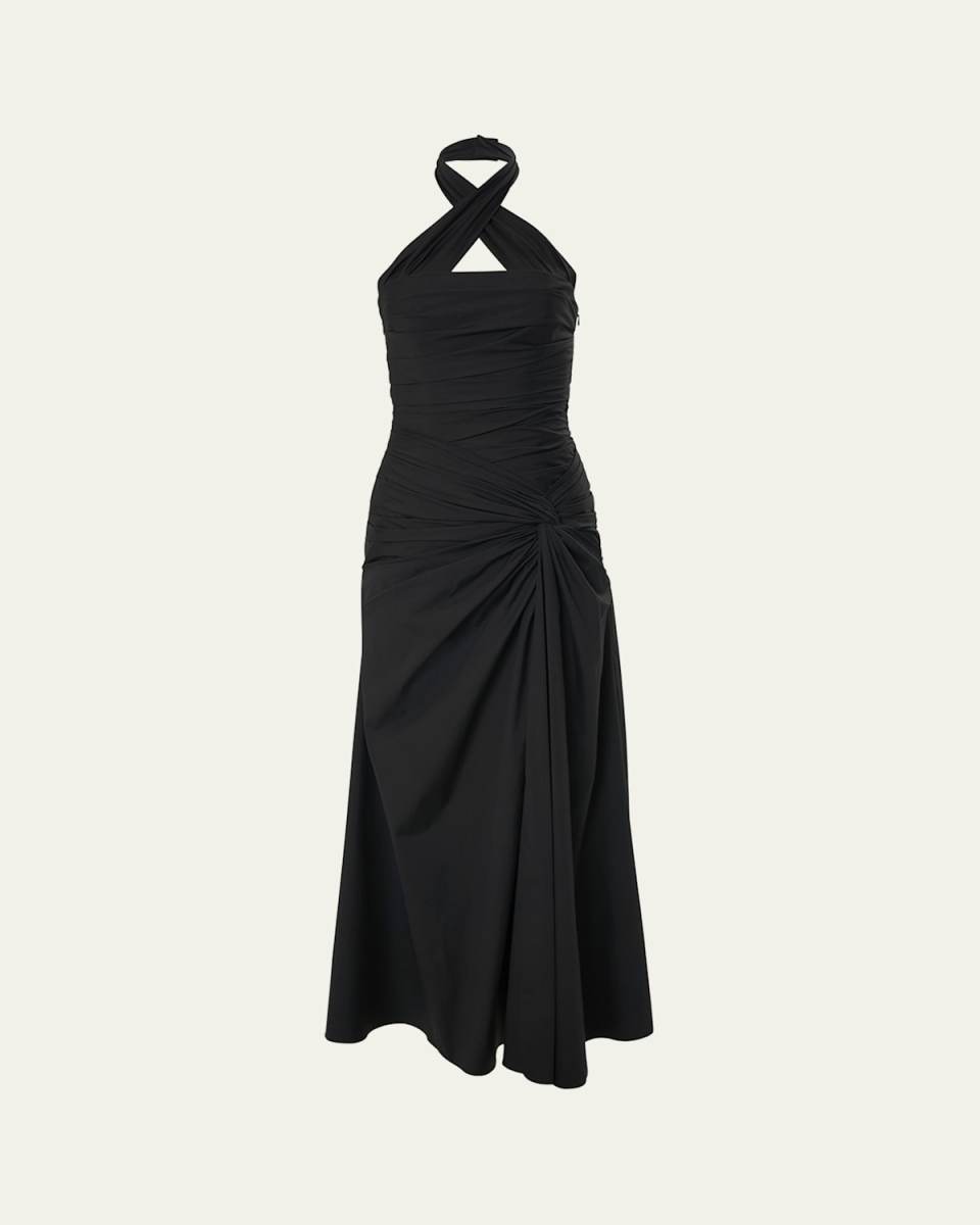 Gathered Halter Midi Dress