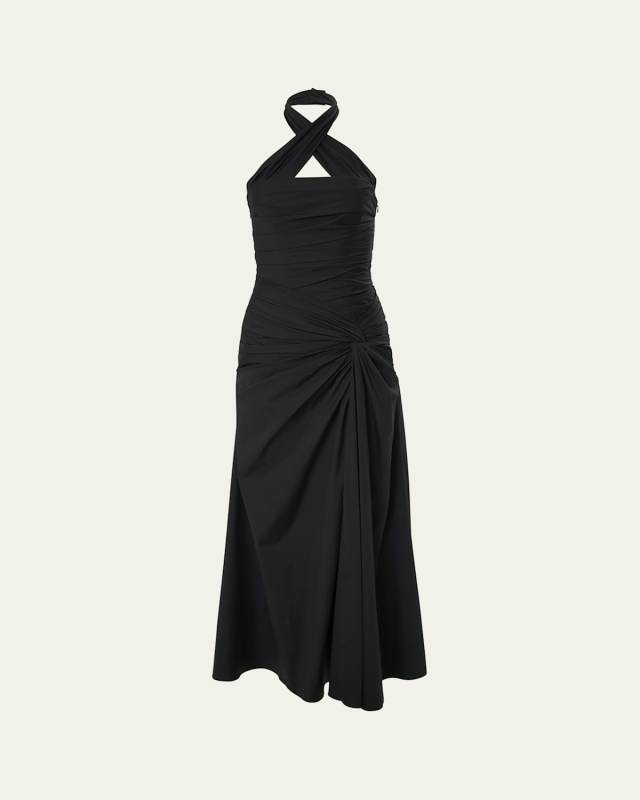 Gathered Halter Midi Dress
