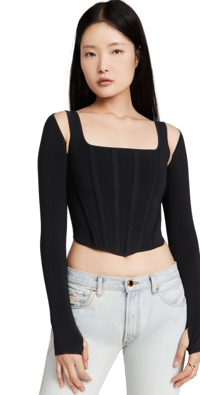 Dion Lee Pointelle Corset Top Black